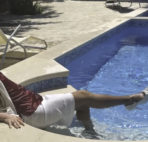 VIDEO: In the Pool with my White Suit and Pantyhose